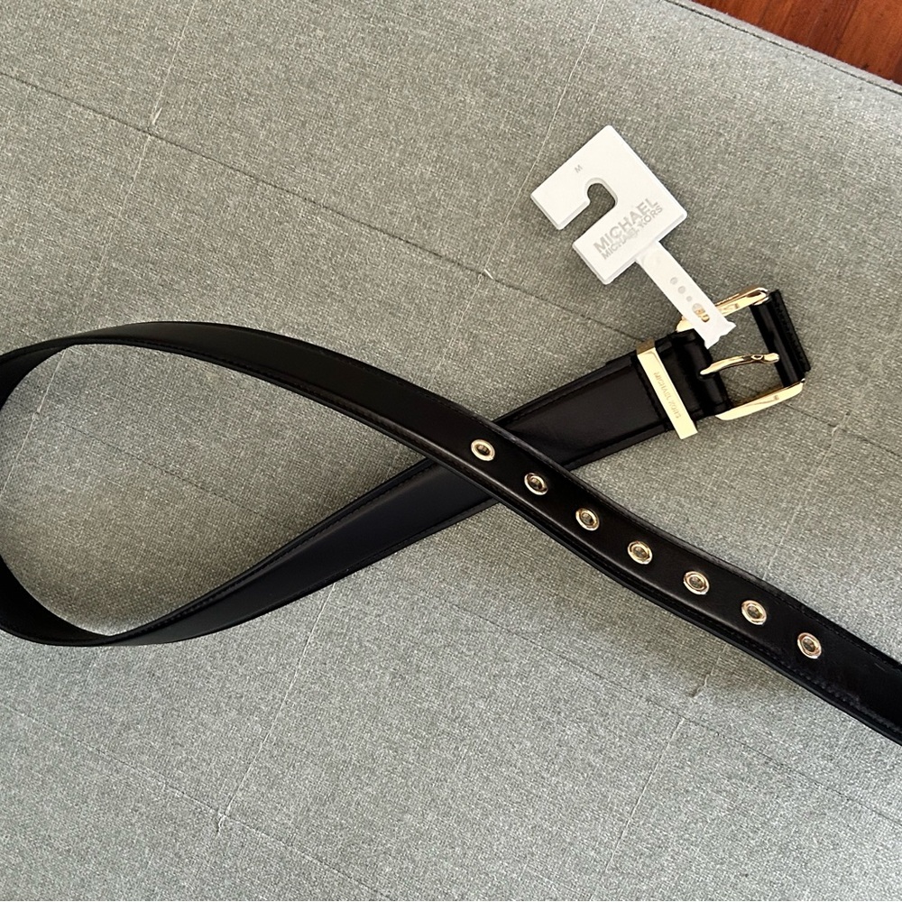 Michael Kors Black Belt with Gold Accents